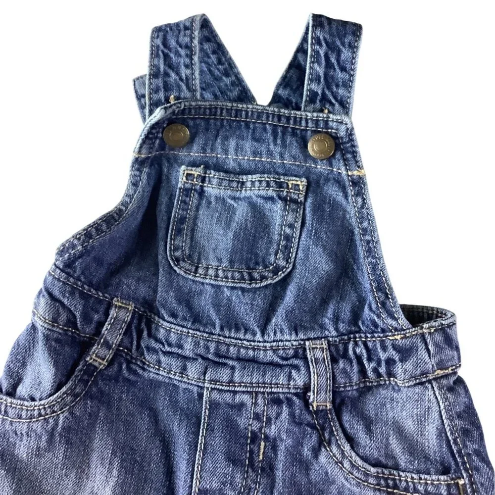 Old Navy Denim Overall Dress‎ Girls 3-6 Months Adjustable Straps Blue Sleeveless